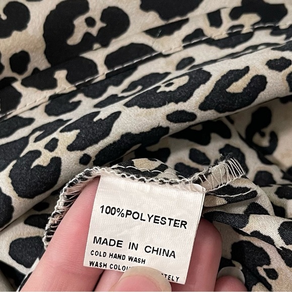 Princess Polly Tan Black Leopard Print Satin Mini Dress Size 2 Mobwife Party - Picture 6 of 6